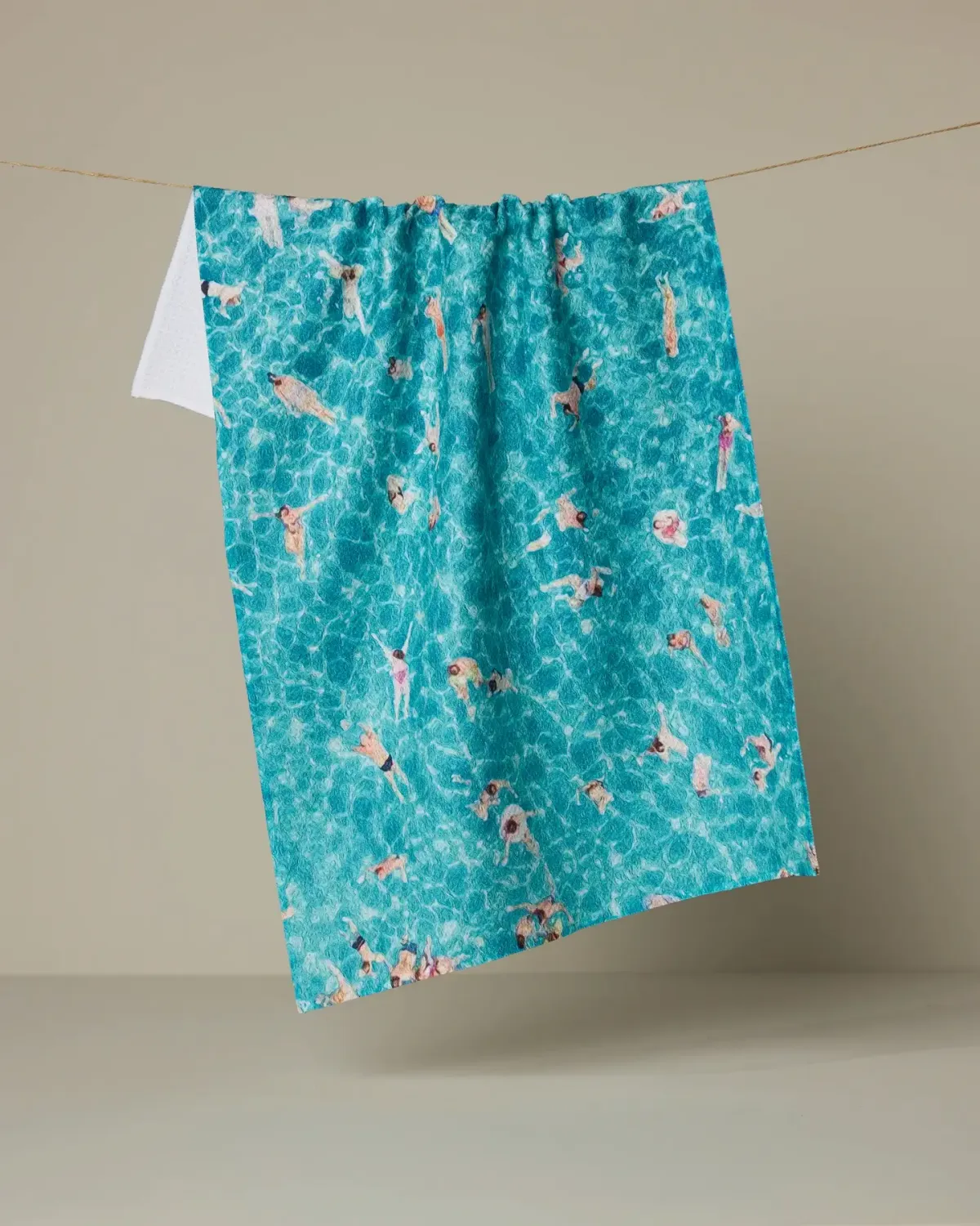 Swimming Crowd Geometry Tea Towel