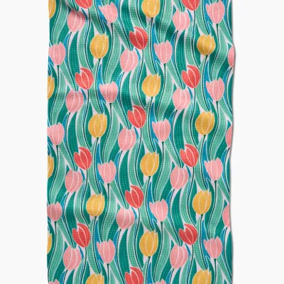 Tranquil Tulips Geometry Tea Towel