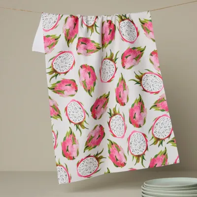 Pink Dragon Geometry Tea Towel