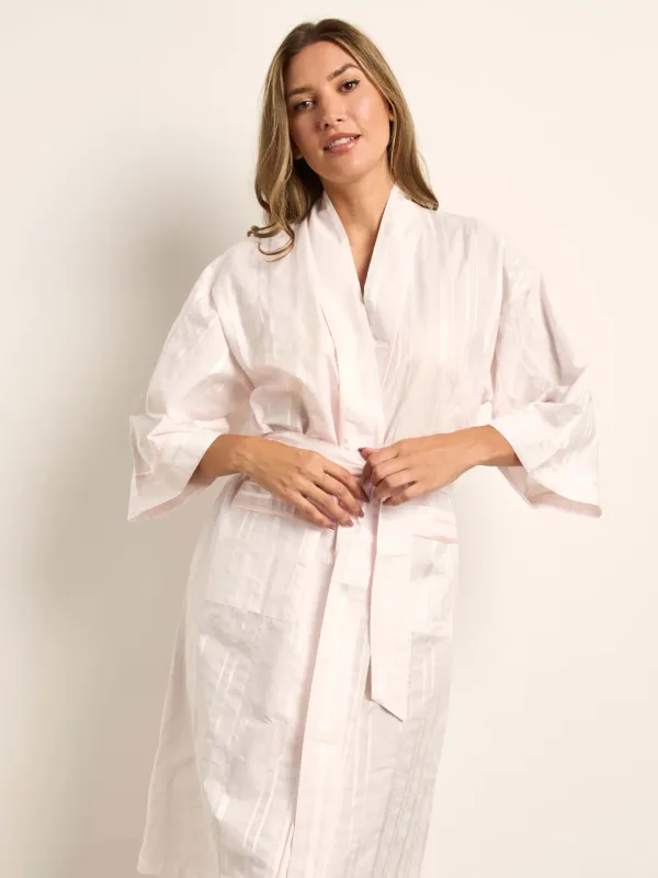 Cotton Voile Sateen Stripe Kimono - Small