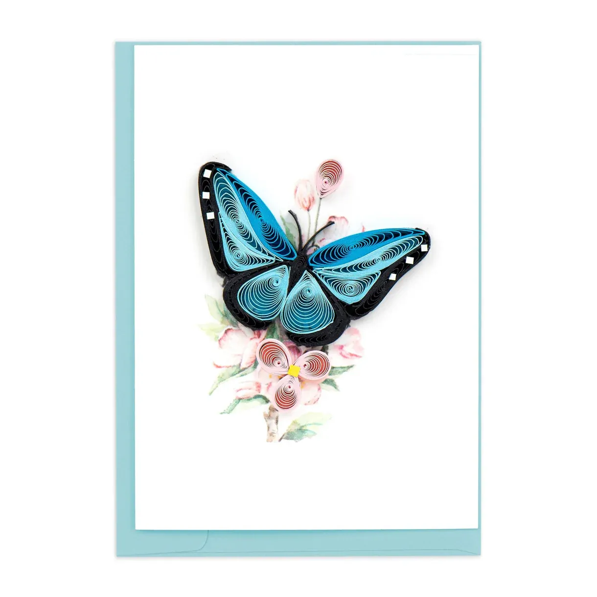Quilling Art Card - Multiple Styles!, Style: Blue Butterfly &amp; Pink Flowers