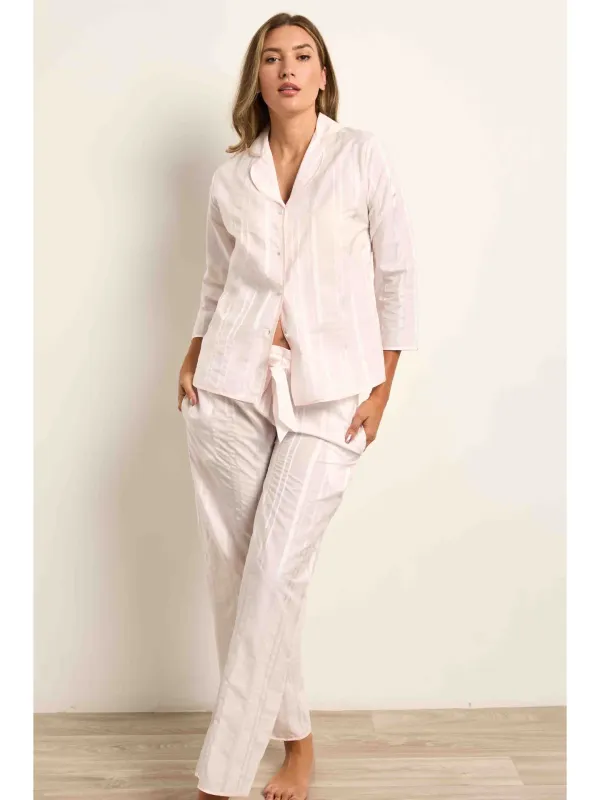Cotton Voile Sateen Stripe Pj Set