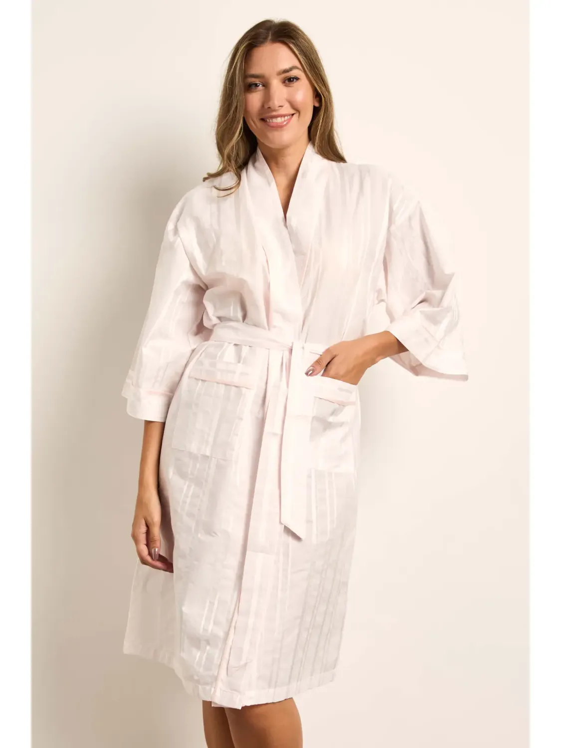 Cotton Voile Sateen Stripe Kimono