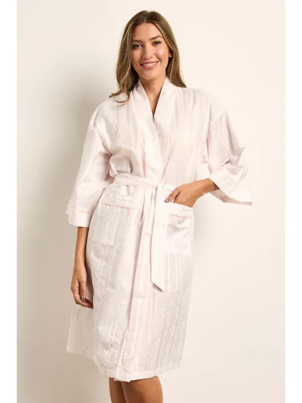 Cotton Voile Sateen Stripe Kimono