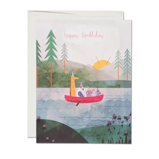 Four Canoe Birthday Greeting Card