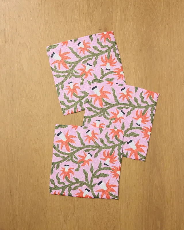 Graphic Flowers Geometry Dishcloth Set