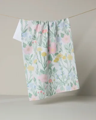 Wildflowers in Bloom Geometry Tea Towel