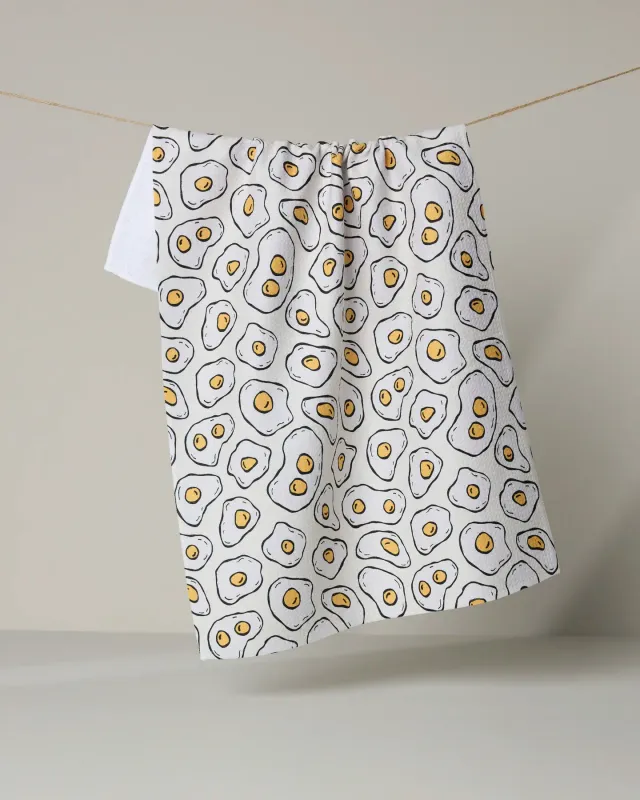 Sunny Side Eggs Geometry Tea Towel