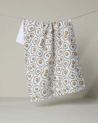 Sunny Side Eggs Geometry Tea Towel
