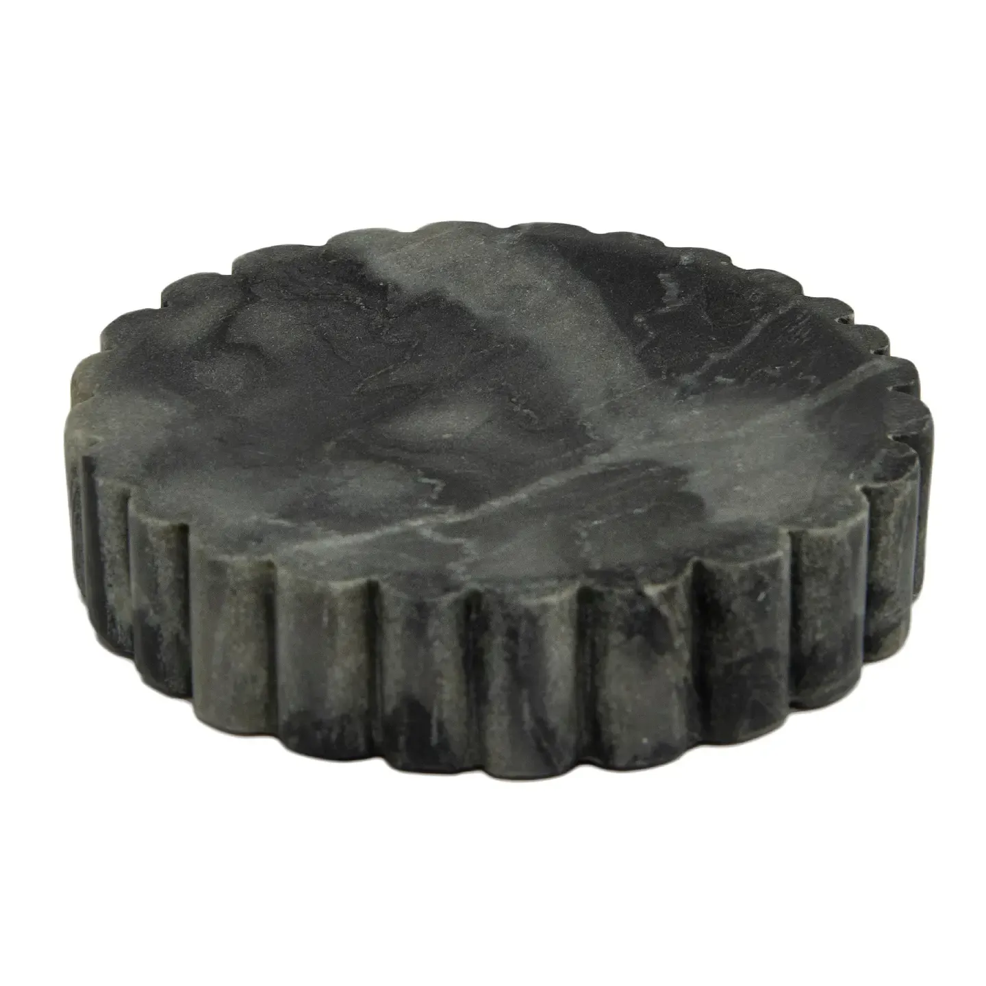 Elora Grey Marble Soap Dish Ribbed Edge