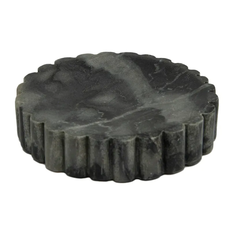 Elora Grey Marble Soap Dish Ribbed Edge