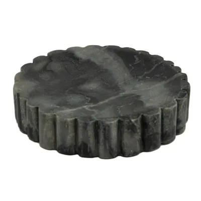 Elora Grey Marble Soap Dish Ribbed Edge