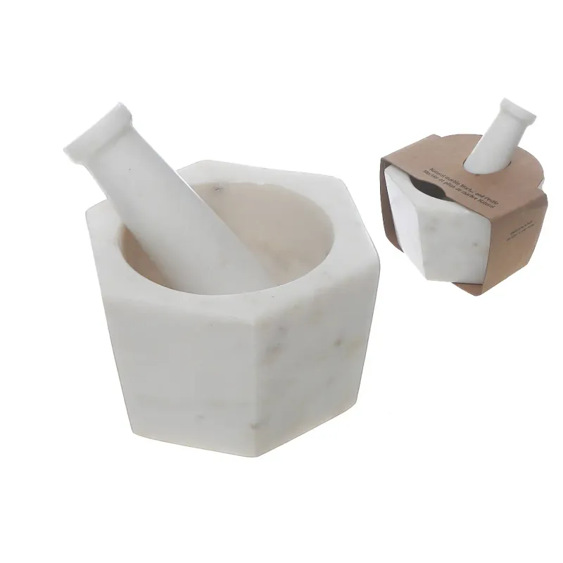 Marble Hexagon Mortar &amp; Pestle