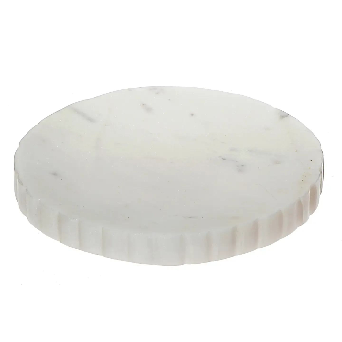 Eleanor White Marble Round Soap Dish Scalloped
