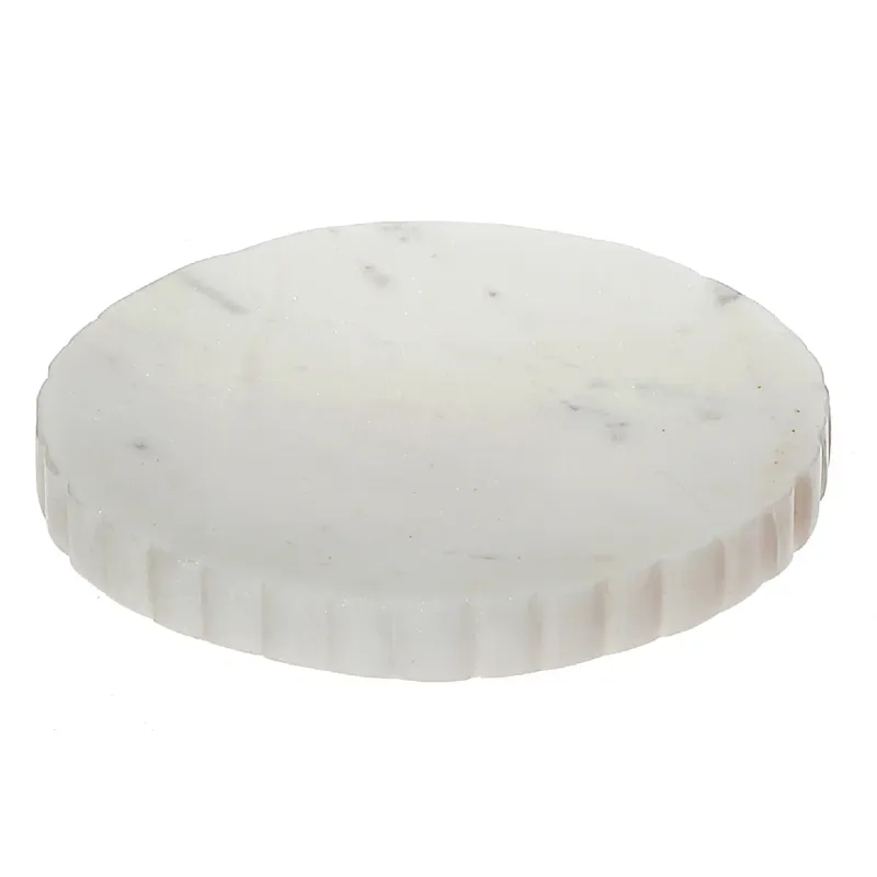 Eleanor White Marble Round Soap Dish Scalloped