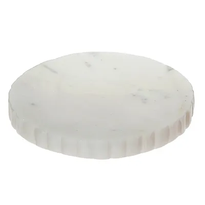 Eleanor White Marble Round Soap Dish Scalloped