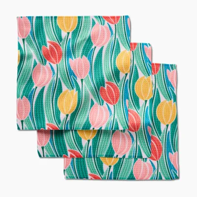 Tranquil Tulips Geometry Dishcloth Set