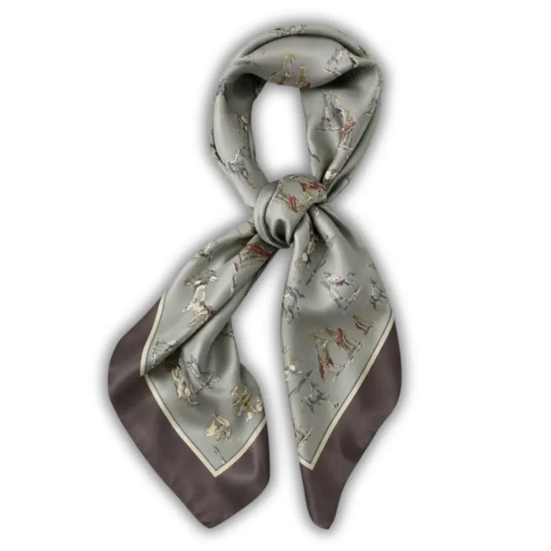 Silk Scarf 35" x 35" - Spirit of the Horse Blue