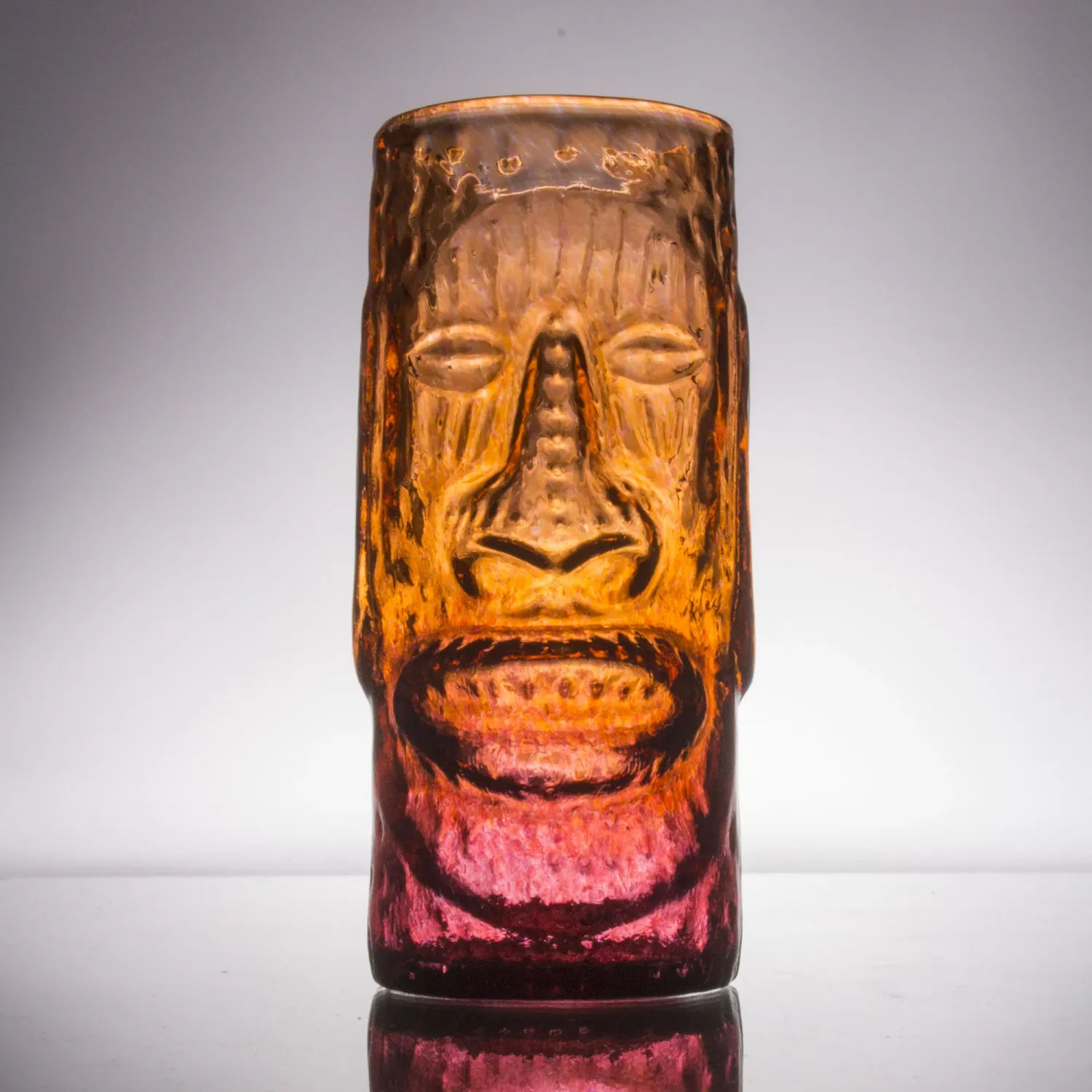 Moai Glass Tiki Mug, Colour: Orange
