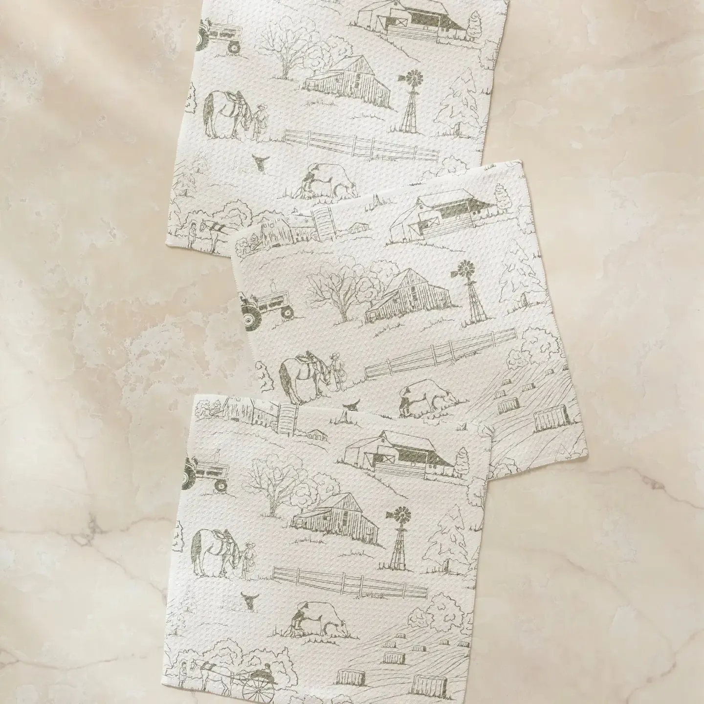 Farmyard Geometry Dishcloth Set