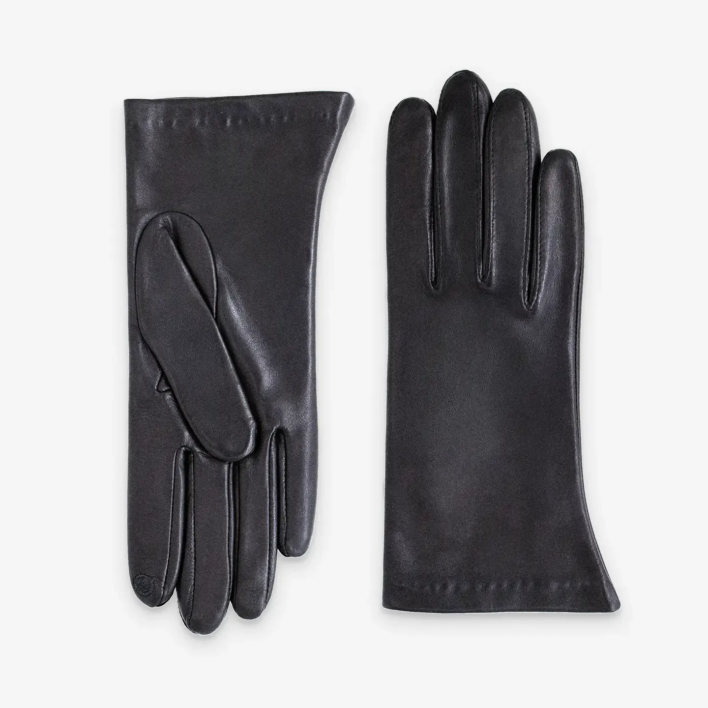 Lambskin Leather Gloves with Silk Lining, Color: Black, Size: 7