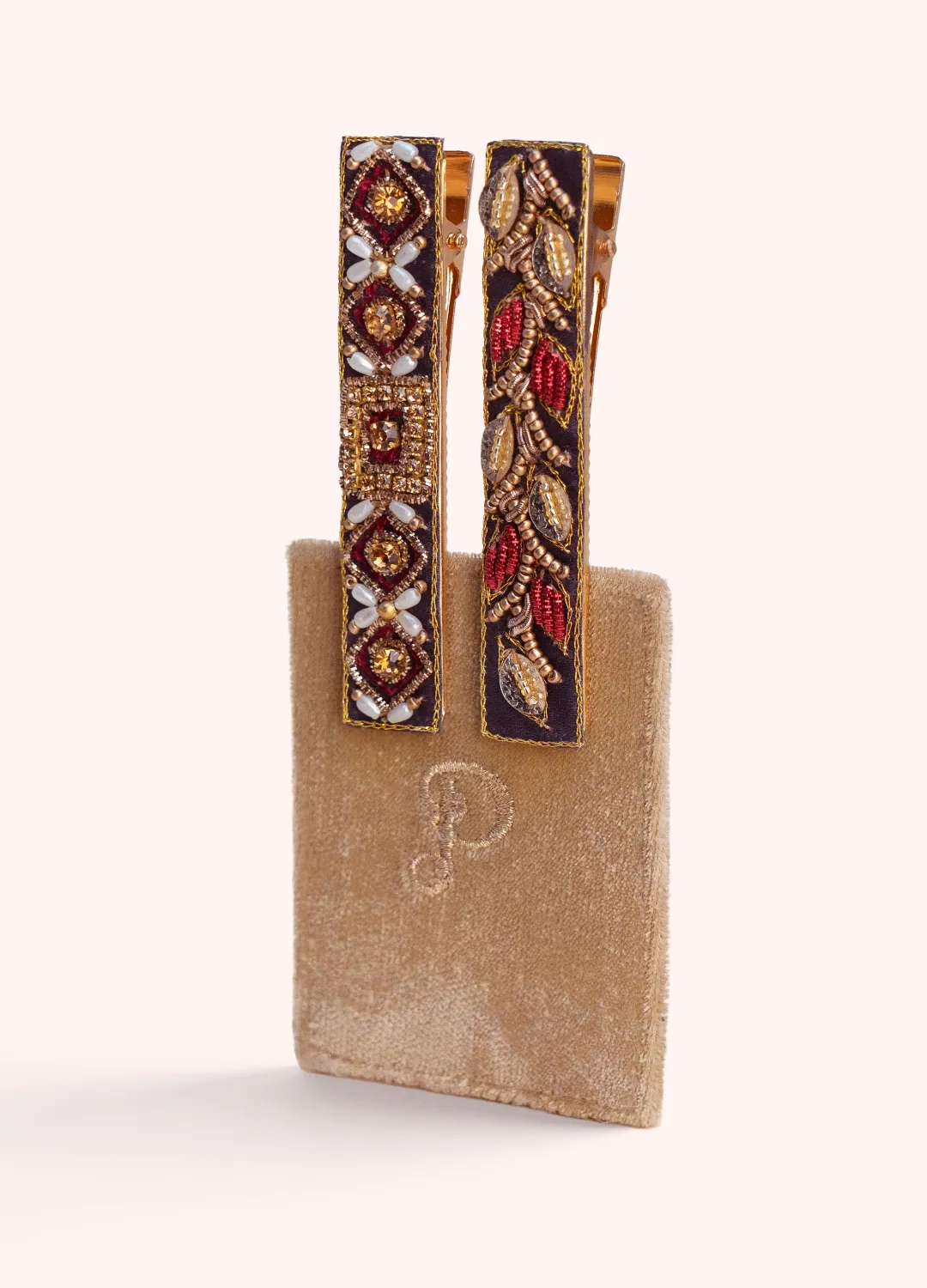 Cream Diamond Flowers &amp; Leaves Hair Bars
