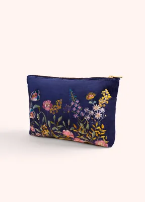 Navy Floral Hedgerow Zip Pouch