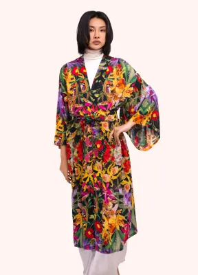 Botanical Kaleidoscope Long Kimono Gown