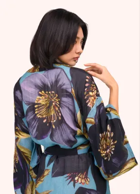 Hellebore Long Kimono Gown