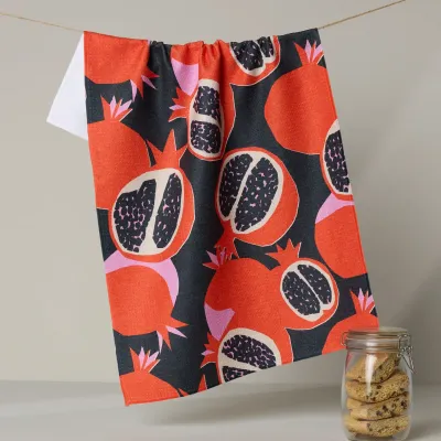 Graphic Pomegranates Geometry Tea Towel