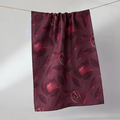 Rich Garnet Geometry Tea Towel