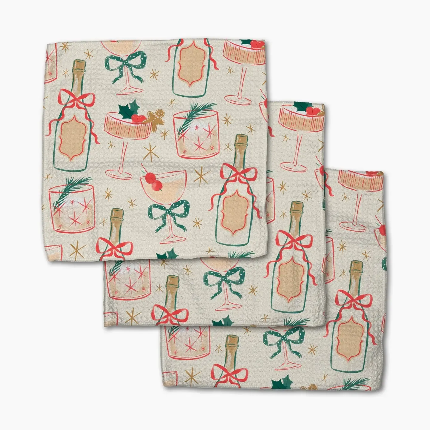 Christmas Cocktails Geometry Dishcloth Set