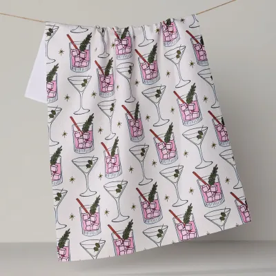 Cocktail Countdown Geometry Tea Towel