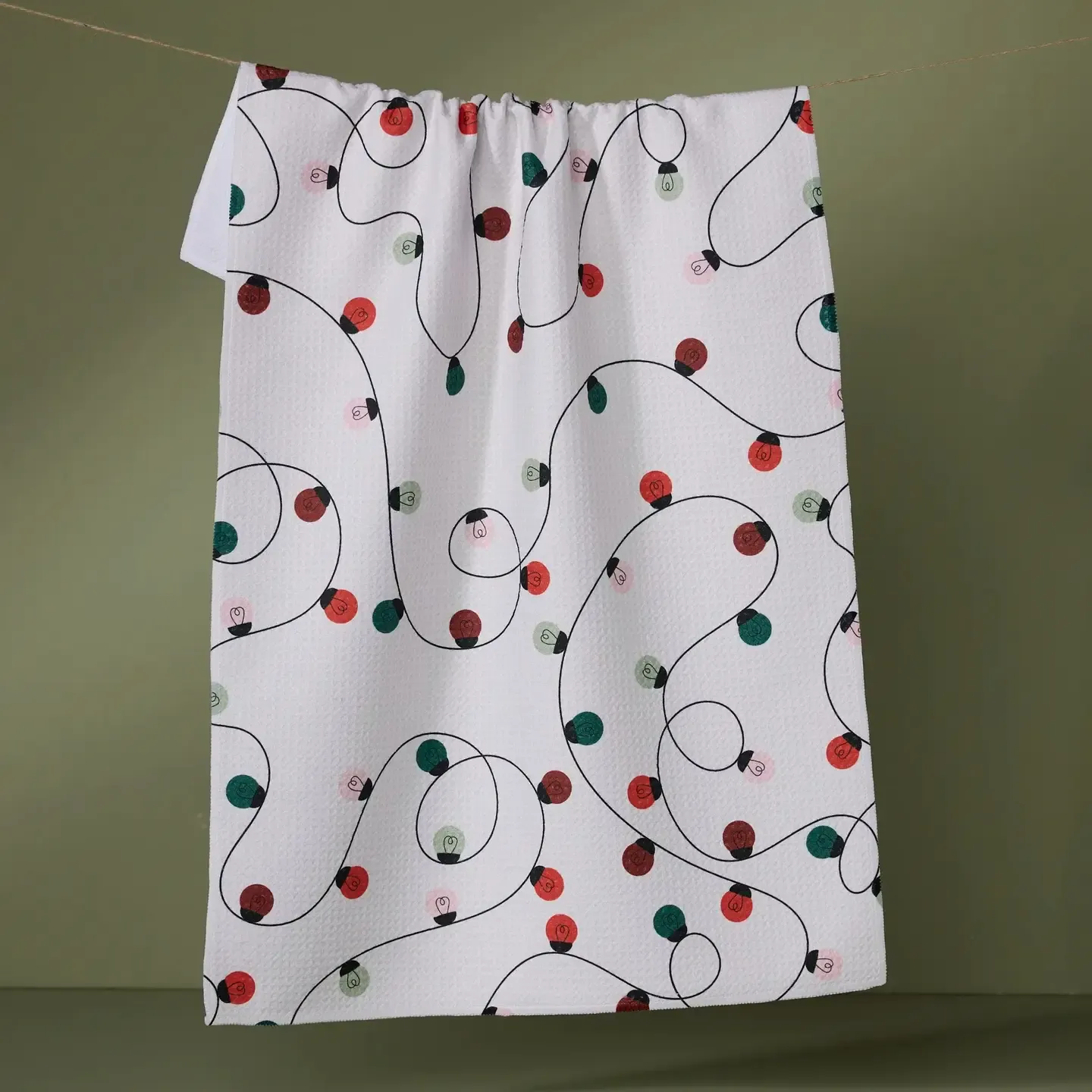 Holiday Lights Geometry Tea Towel