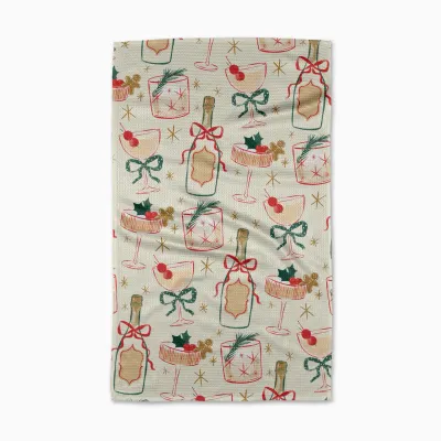 Christmas Cocktails Geometry Tea Towel