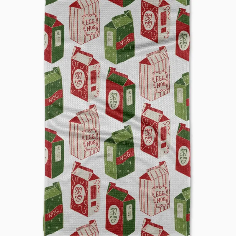 Christmas Eggnog Geometry Tea Towel