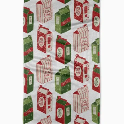 Christmas Eggnog Geometry Tea Towel
