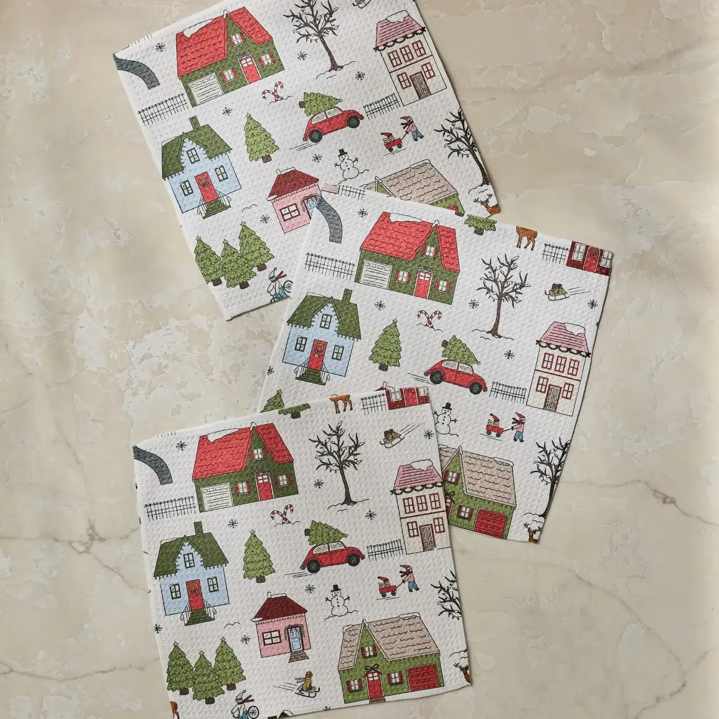 Winter Village Geometry Dishcloth Set
