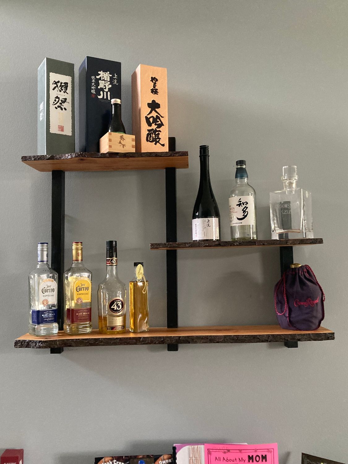 Live Bark Edge Walnut Shelve
