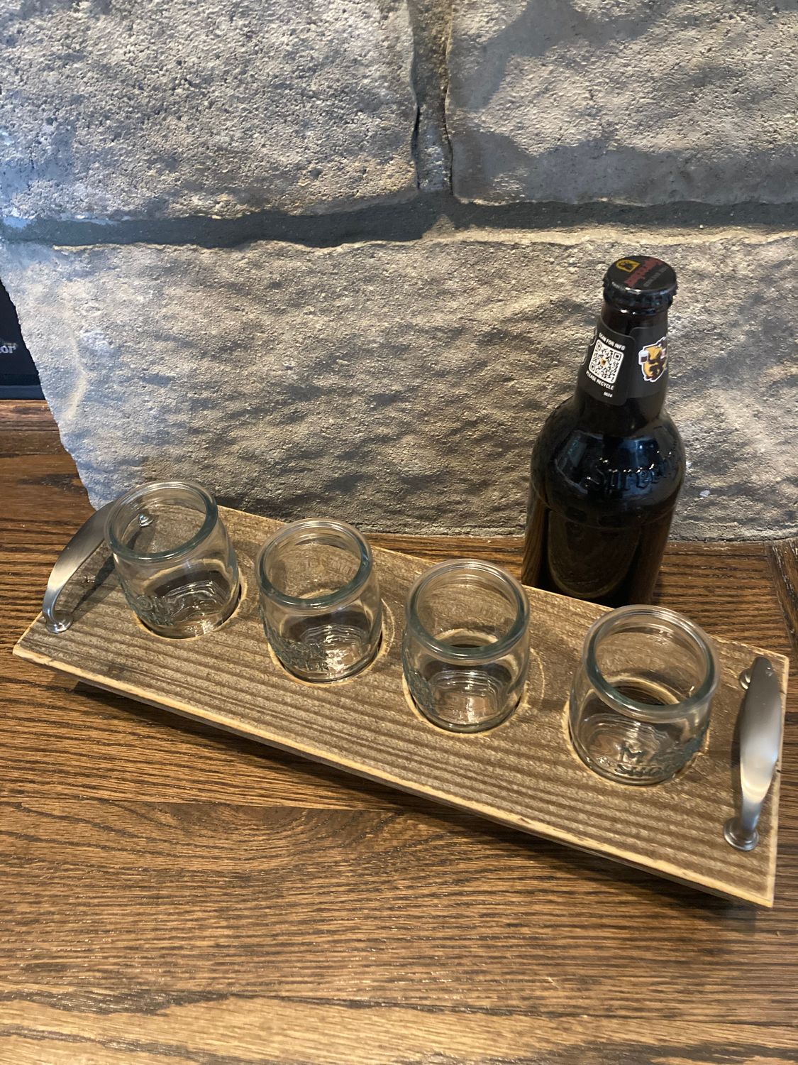 Beer Flight Tray- Natural weathered wood
