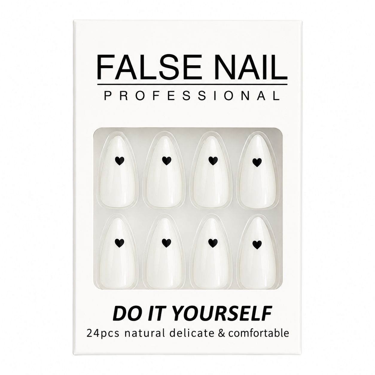 Press on Nails, Colors: white with black heart
