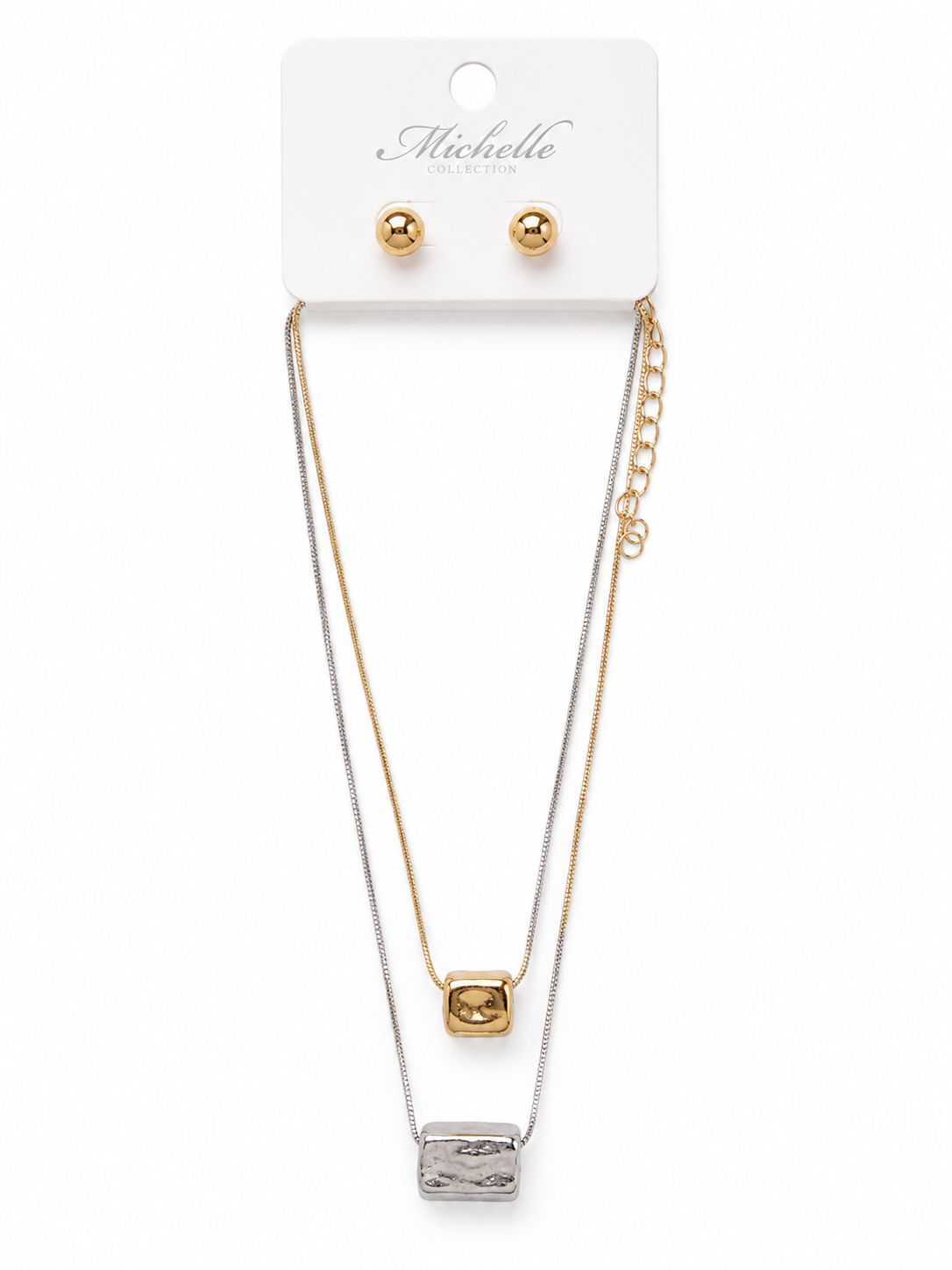 GOLD/SIL RECTANGLE CHAIN