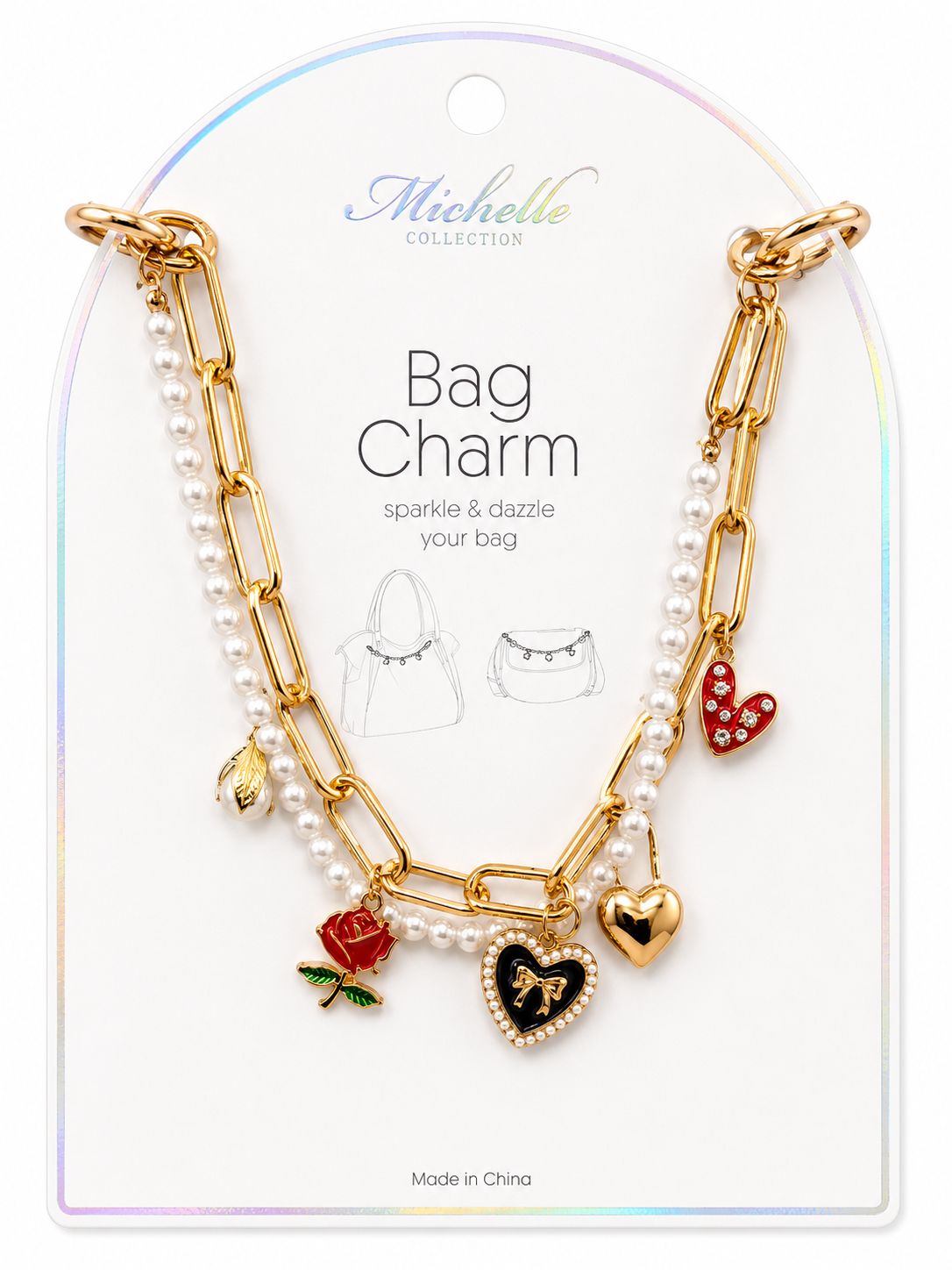 Roses &amp; Hearts Bag Charm