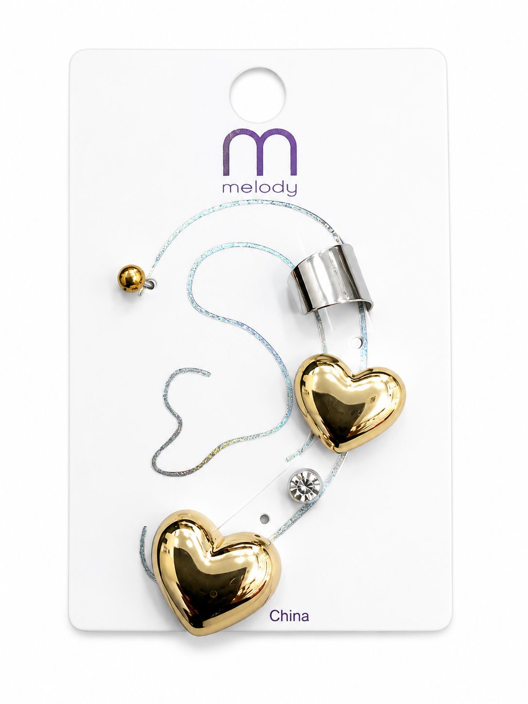 Gold Heart Ear Cuff Set