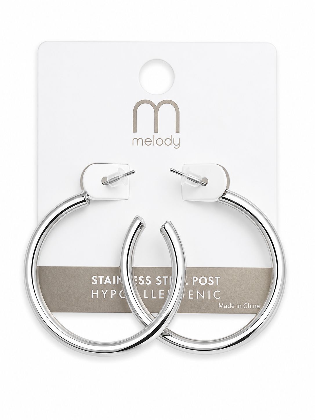 3D Hoop Earring, Code: Silver