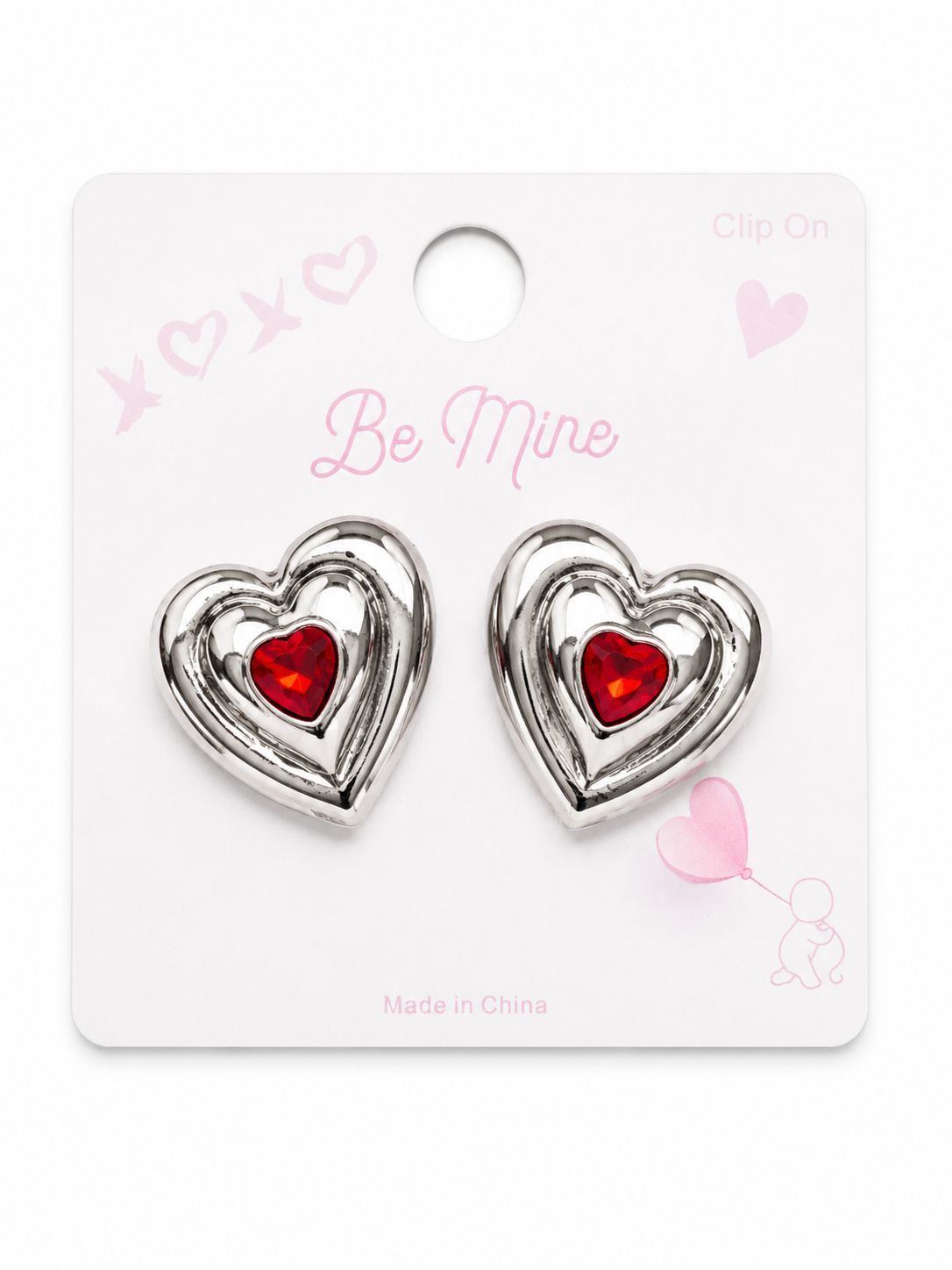 Ruby Heart Earring, Code: Silver