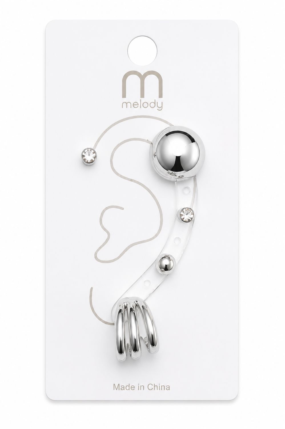 Chunky ear cuff set, Code: Silver