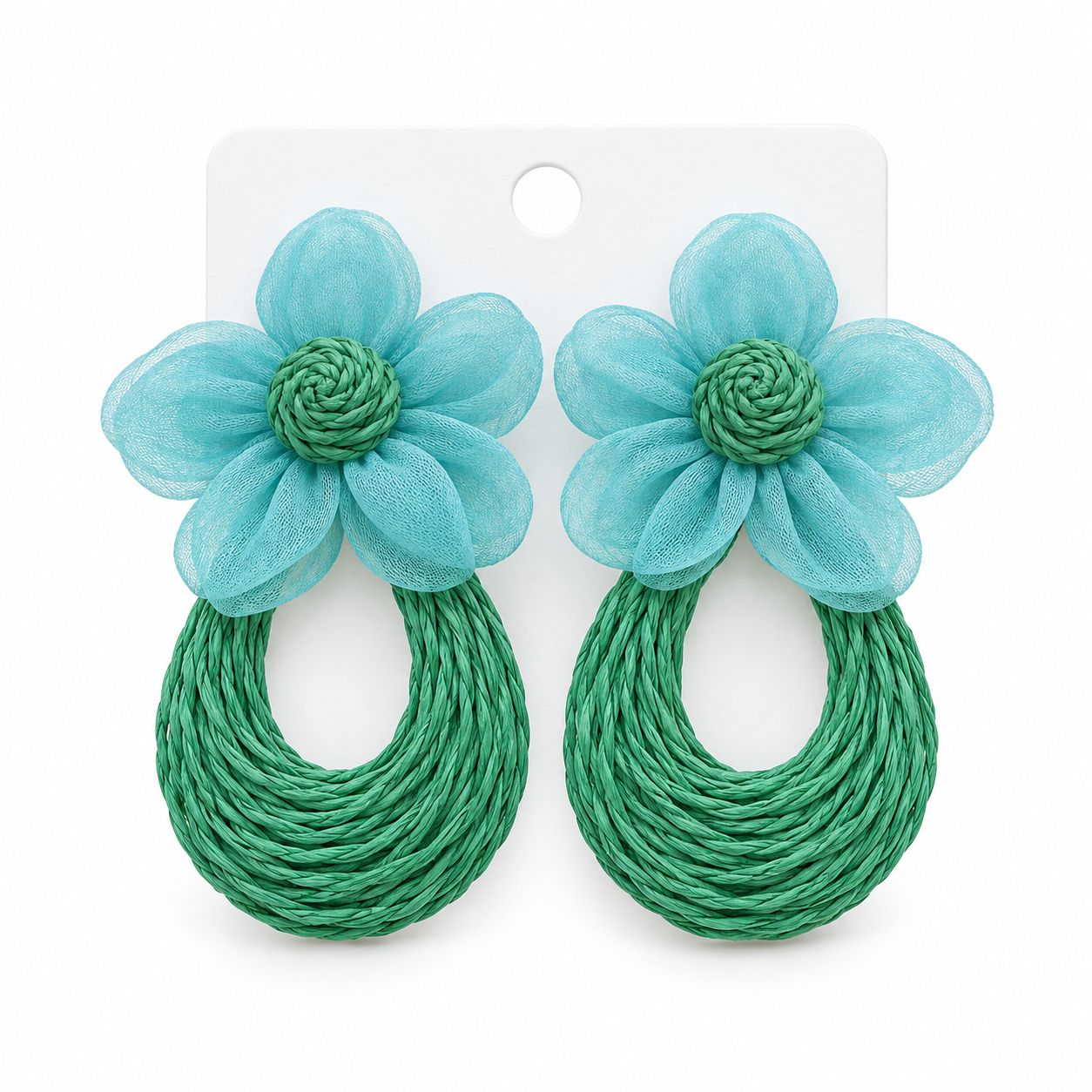 Floral Teardrop, Color: Teal