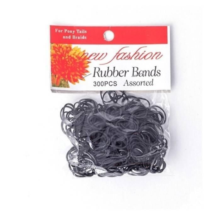 BLACK BRAID RUBBER BANDS 300PC