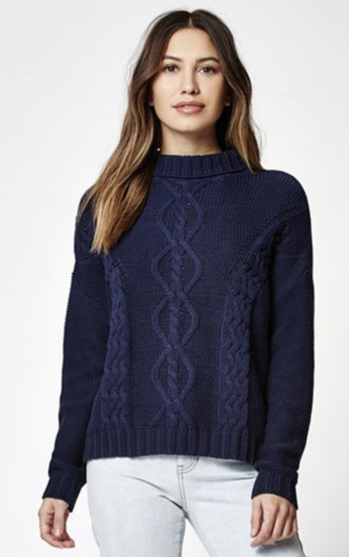 Yacht Womens Cable Knit - navy